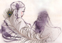sabine naumann women with peacock feather